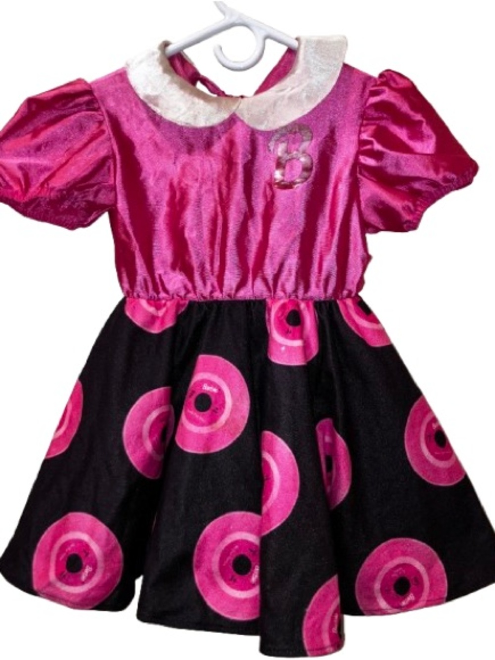 Girls' Pink & Black Barbie inspired birthday handmade Dress size 3/4T